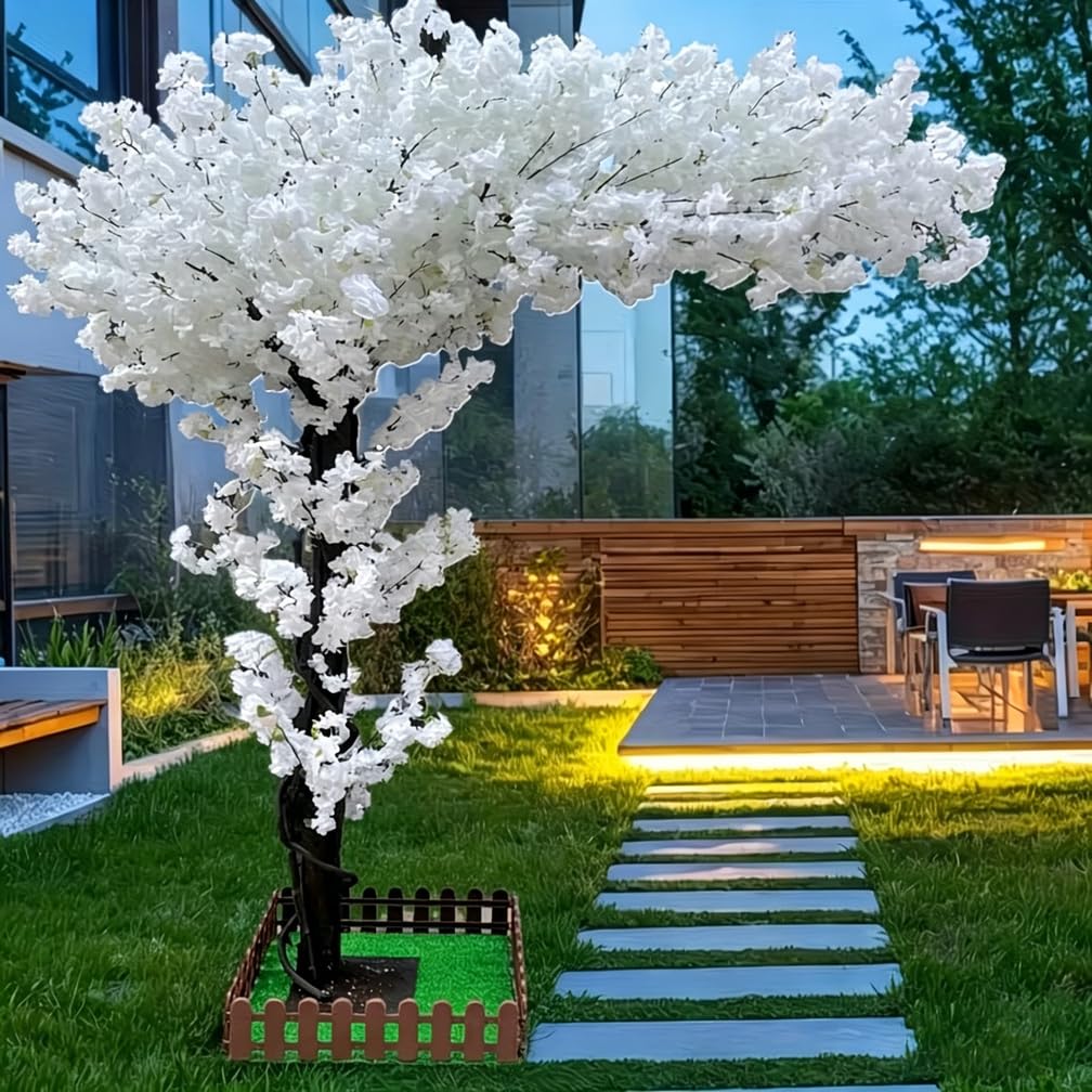 4FT Artificial Cherry Blossom Tree, Flower Trees Tall Artificial Plant, Faux Silk Plant in Pot for Home Room Porch Entryway Office Decorations Indoor Outdoor