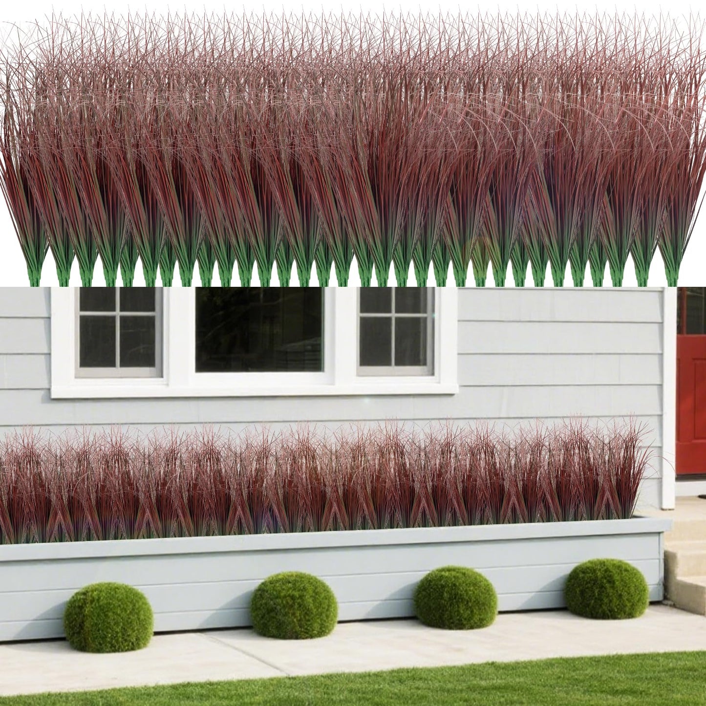 12Pcs Artificial Grass Plants, Faux Shrubs Wheat Grass, Artificial Tall Grass Fake Plants for Outdoor Decor,Artificial Greenery Stems Weed for Room Indoor Home Decor