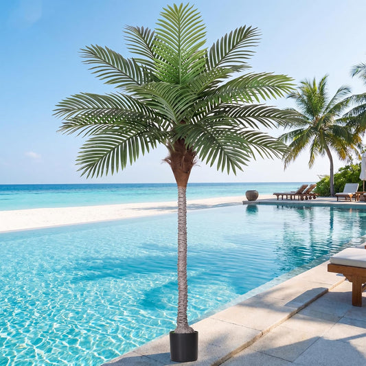7FT Artificial Palm Tree , Golden Cane Faux Palm for Indoor Outdoor Use, Fake Palm Tree for Home Office Living Room Patio Yard Decor