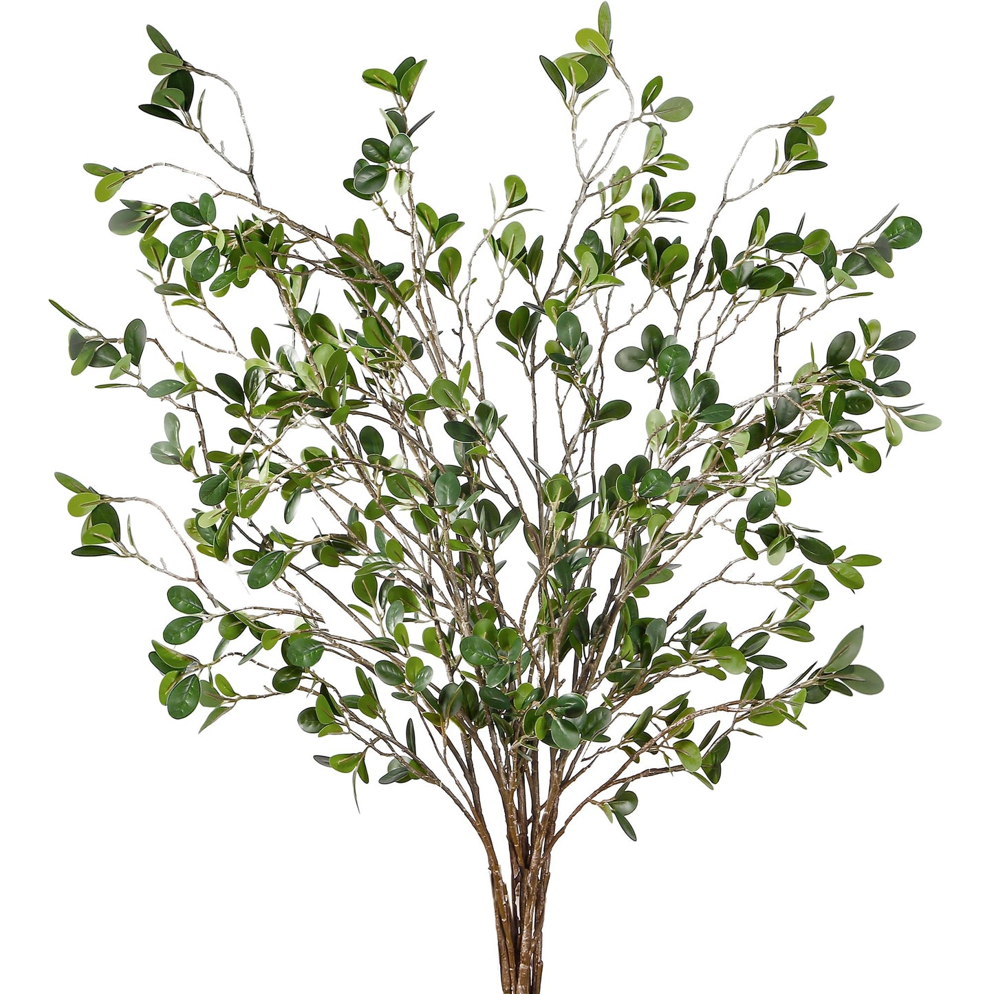 43’’ 4Pcs Artificial Ficus Branches Faux Leaf Spray Green Eucalyptus Branches Artificial Greenery Stems Fake Ficus Twig Plants for Home Office Wedding Vase Filler Shop Decoration