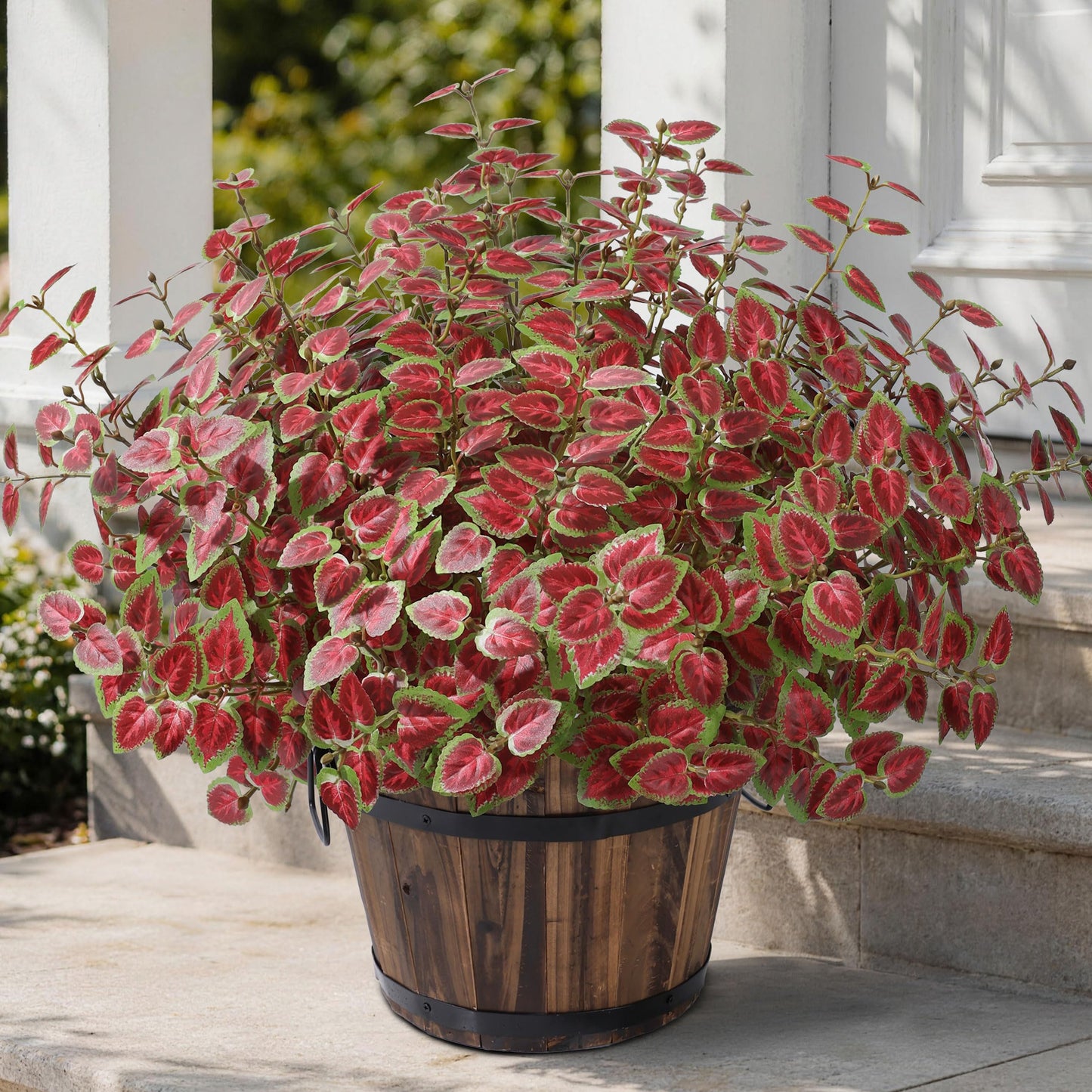 Artificial Plants Outdoor, Faux Greenery Plants Outdoor UV Resistant Silk Plants with Stems, Fake Plants for Outside Planter Front Porch Patio Pathway Decoration