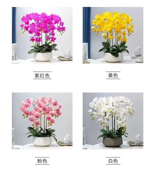 Home Christmas Decorative Multi-color Plastic PU Artificial Orchid Tree Pot Real Touch Flowers 60CM OV Brand Holiday Decoration