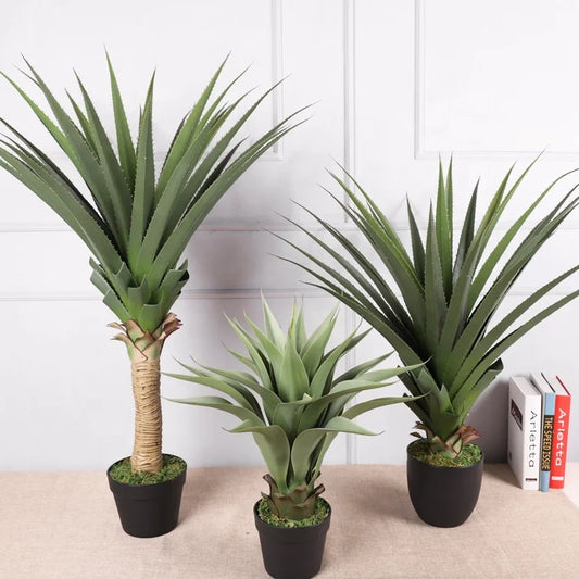 Artificial Sisal Hemp Plastic Plants Green Gladiolus PE Material Potted Agave Tree