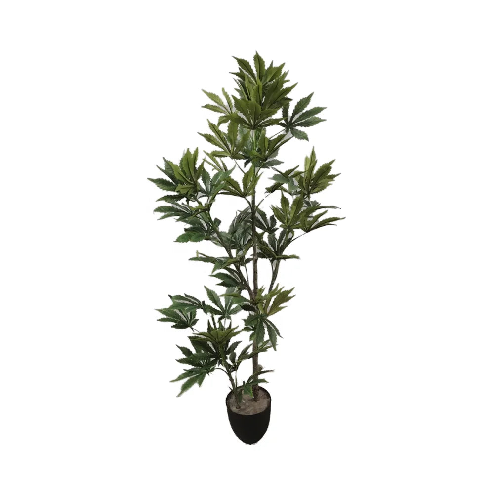 100cm Tall Artificial Plastic Plant Faux Marijuana with Fabric Leaf Unique and Eye-catching Decoration