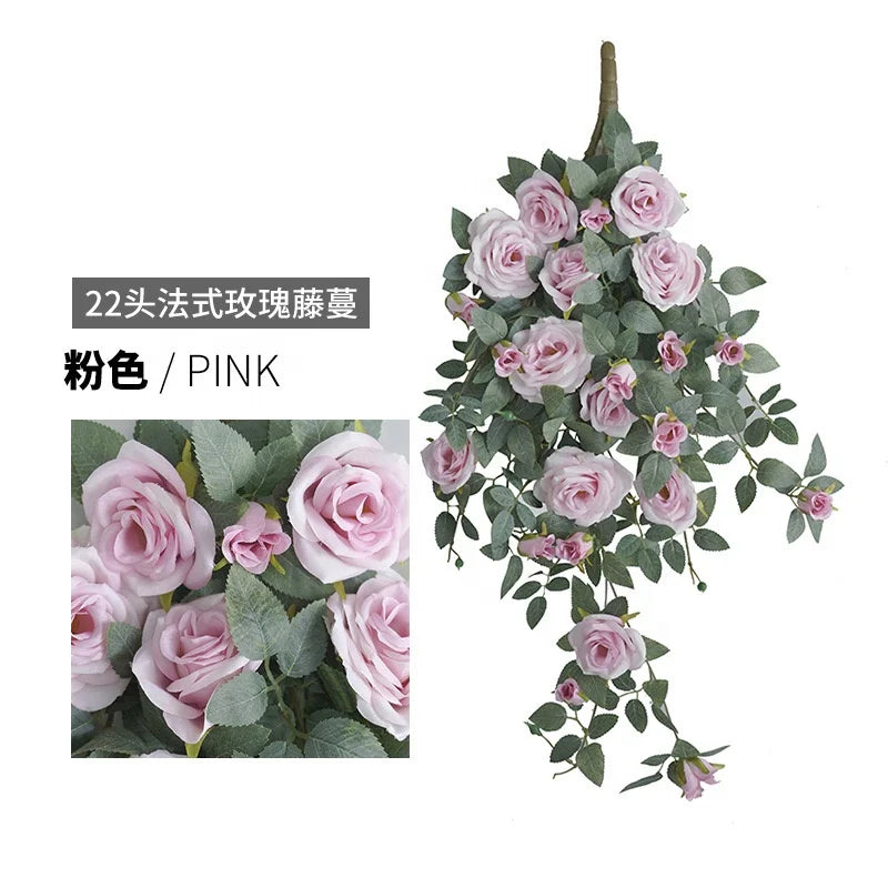 Stylish 80cm Artificial Rose Vine Rattan Wall Decor Unique Fabric Indoor Plants Shrubs OV Brand 3-5 Days Delivery