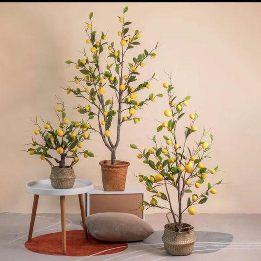 Orangewood Lemon Tree Artificial Plastic Potted Plants Beautiful Plastic Indoor Garden Decor