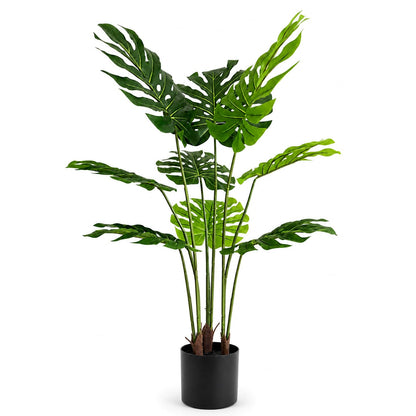Artificial Monstera Deliciosa Plant 5.2ft, Lifelike Faux Swiss Cheese Floor Plant with 18 Leaves in Pot, Tall Fake Tropical Tree for Indoor Home Living Room Office Decor