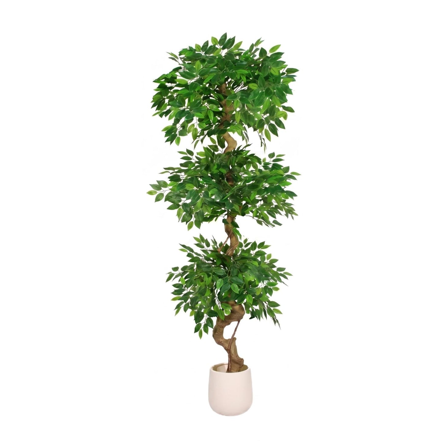 4FT Artificial Ficus Tree,Large Fake Tree, Tall Faux Ficus Tree with Lifelike Leaves and Realistic Trunk, Artificial Plants Indoor for Décor Home Office Living Room