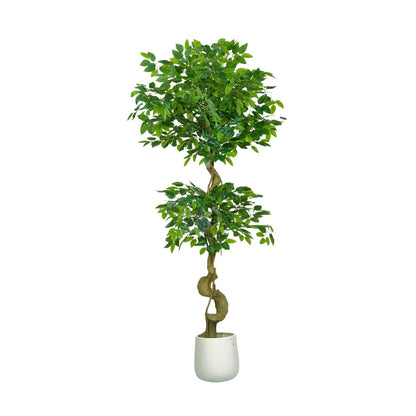 4FT Artificial Ficus Tree,Large Fake Tree, Tall Faux Ficus Tree with Lifelike Leaves and Realistic Trunk, Artificial Plants Indoor for Décor Home Office Living Room