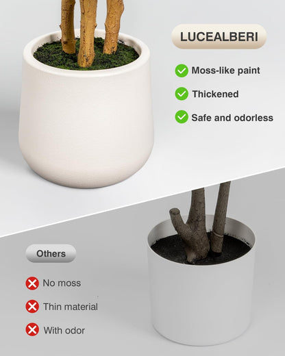 Artificial Fiddle Leaf Fig Tree White Planter, 5ft Large Fake Tree with 3 Sturdy Trunks, Fake Plants Faux Fig Tree, Lifelike Tall Artificial Plants Indoor for Office Home Decor
