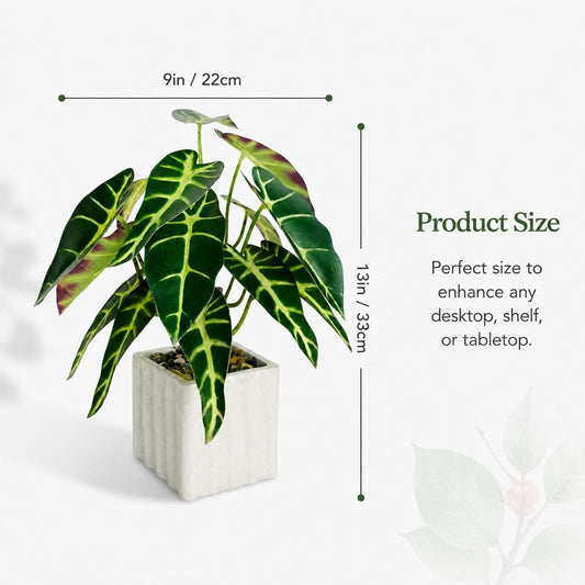 13" Artificial Potted Plant for Idoor Decor,Realistic Faux Tropical Green Plant for Desk Shelf Office Room Home Decoration