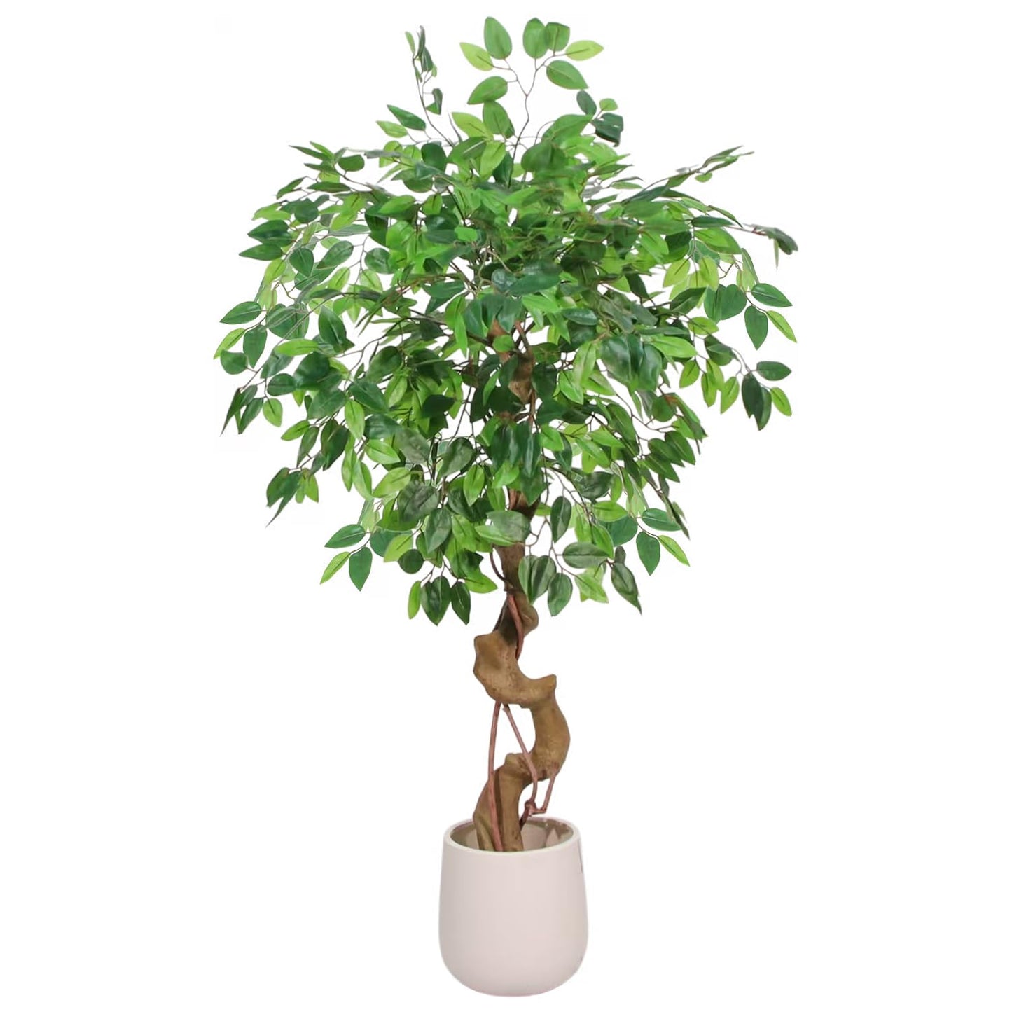 4FT Artificial Ficus Tree,Large Fake Tree, Tall Faux Ficus Tree with Lifelike Leaves and Realistic Trunk, Artificial Plants Indoor for Décor Home Office Living Room