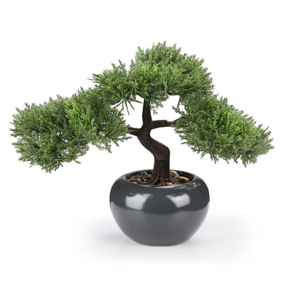 Artificial Bonsai Tree 9.5 Inch Fake Plants Decor, Faux Potted Juniper Plants Indoor Decor for Office Desk Home Table Bedroom Living Room Farmhouse Decorations