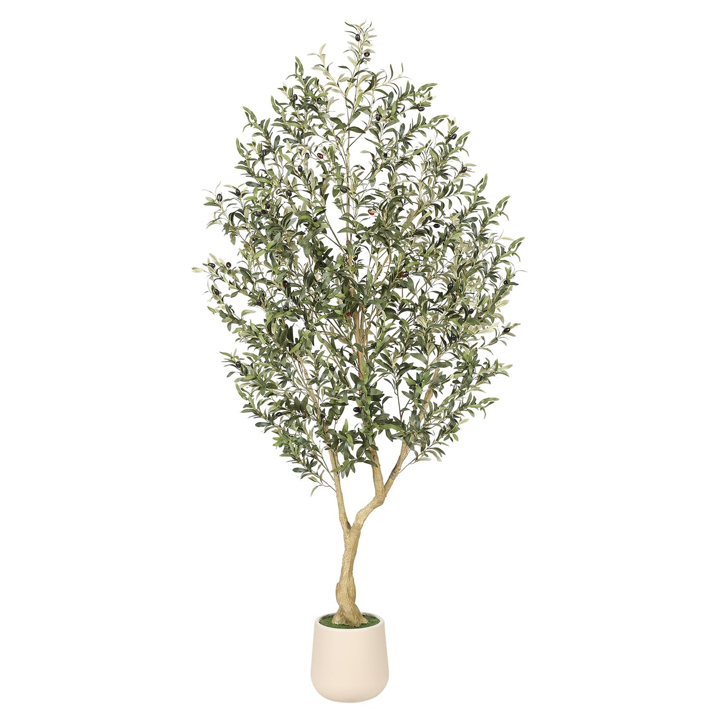 6ft Artificial Olive Tree with Tall Exquisite Planter - Realistic Faux Olive Tree with Thick Trunk and Lifelike Fruits - Large Fake Olive Tree for Home Office Decor