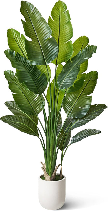 Bird of Paradise Artificial Plant,6Ft Tall Fake Plants Indoor, Faux Tropical Palm Tree with 10 Trunks, Large Artificial Tree Decor for Living Room Office Home