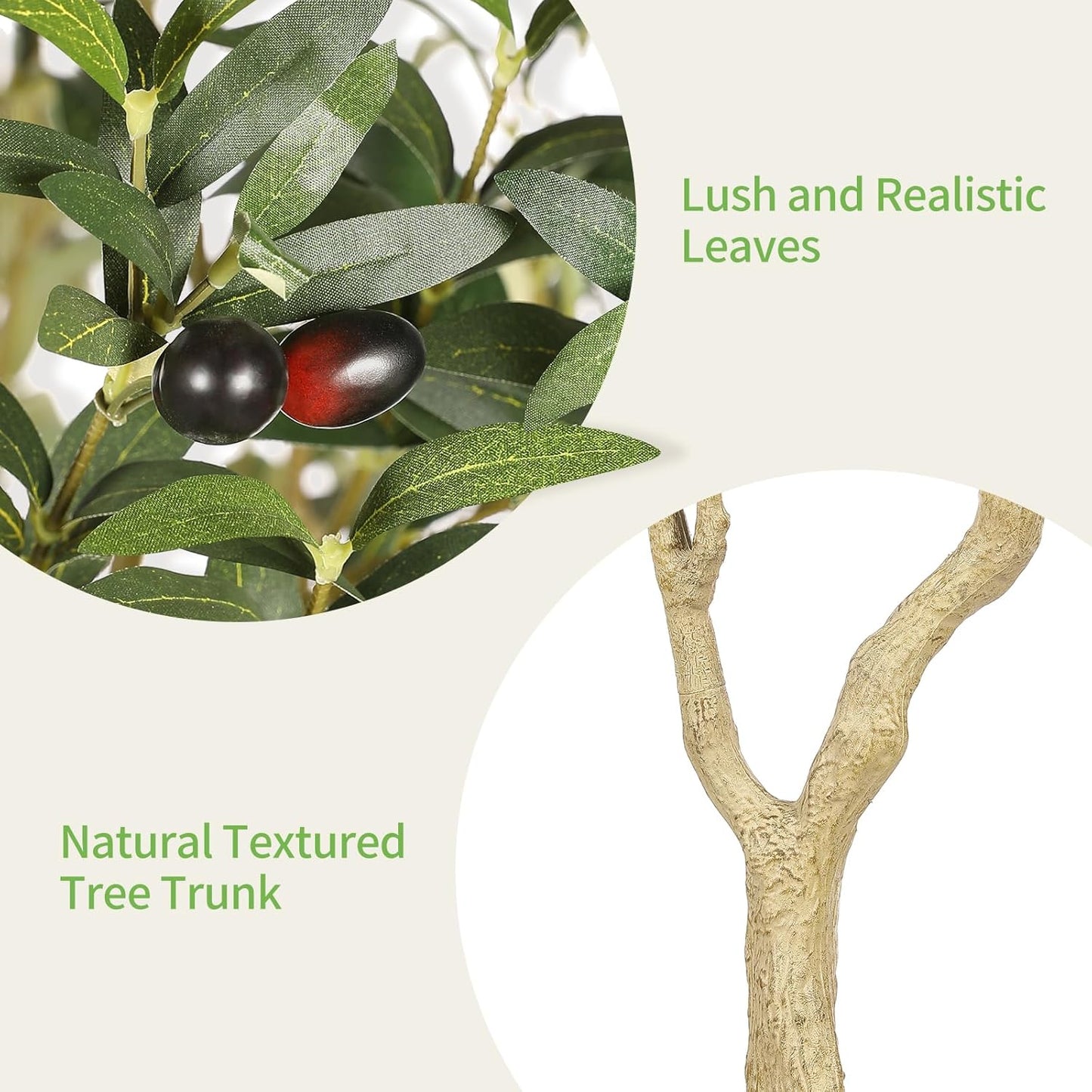 6ft Artificial Olive Tree with Tall Exquisite Planter - Realistic Faux Olive Tree with Thick Trunk and Lifelike Fruits - Large Fake Olive Tree for Home Office Decor