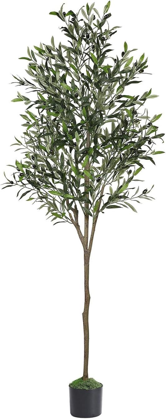 6ft Olive Tree Artificial Indoor, Fake Tree Potted Faux Olive Trees with Lifelike Fruits and Realistic Leaves, Artificial Plants Indoor Fake Plants for Modern Home Office Living Room Decor