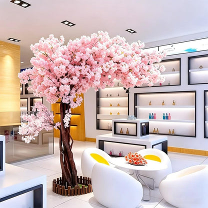 4FT Artificial Cherry Blossom Tree, Flower Trees Tall Artificial Plant, Faux Silk Plant in Pot for Home Room Porch Entryway Office Decorations Indoor Outdoor
