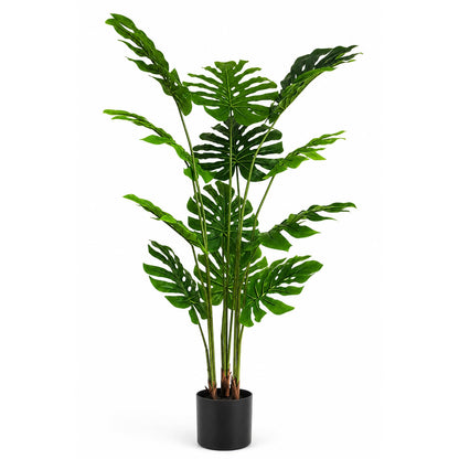 Artificial Monstera Deliciosa Plant 5.2ft, Lifelike Faux Swiss Cheese Floor Plant with 18 Leaves in Pot, Tall Fake Tropical Tree for Indoor Home Living Room Office Decor