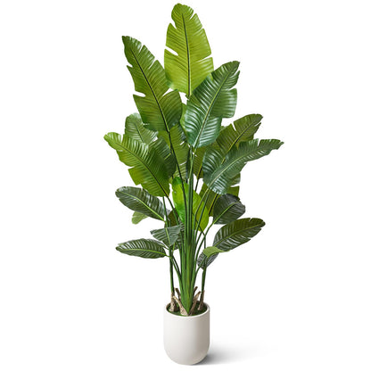 Bird of Paradise Artificial Plant,6Ft Tall Fake Plants Indoor, Faux Tropical Palm Tree with 10 Trunks, Large Artificial Tree Decor for Living Room Office Home