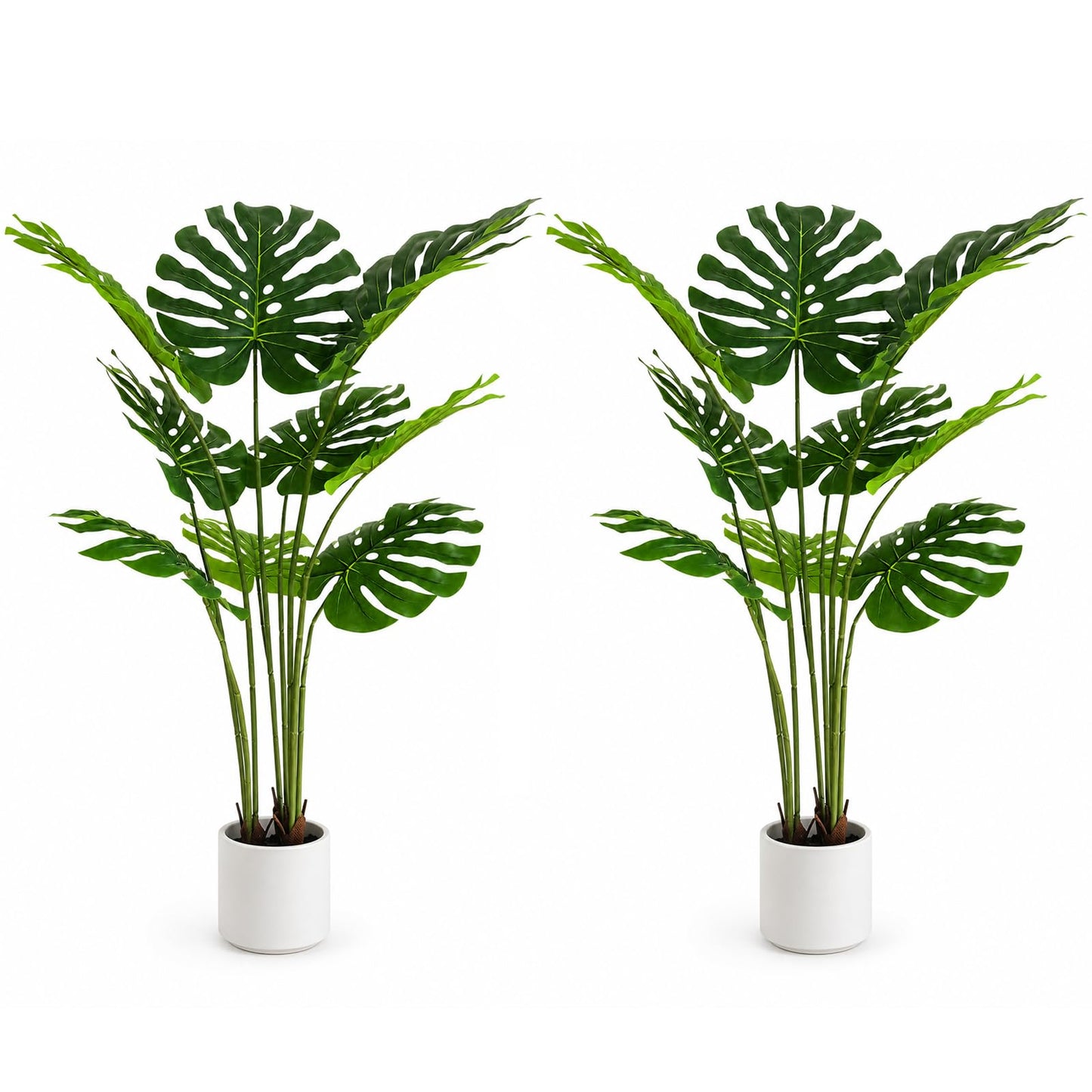 Artificial Monstera Deliciosa Plant 5.2ft, Lifelike Faux Swiss Cheese Floor Plant with 18 Leaves in Pot, Tall Fake Tropical Tree for Indoor Home Living Room Office Decor