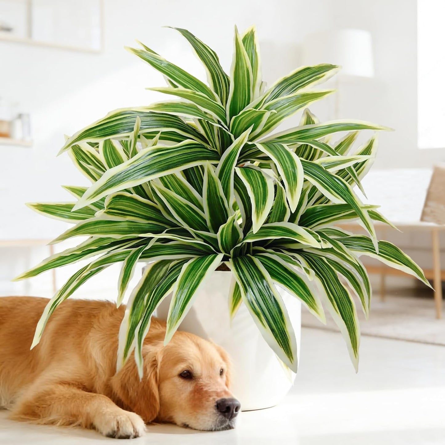 Fake Ferns, Faux Outdoor Plants UV Resistant,3D Real Touch Fake Plants Total 60 Blades,Weatherproof Artificial Plants Outdoor Indoor for Garden Porch Home Office Decor