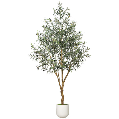 7FT Olive Trees Artificial Indoor - Realistic Artificial Olive Tree Indoor , Large Full Fake Plants with Lifelike Fruits and Leaves for Modern Home Office Living Room Decor