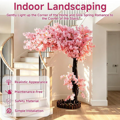 4FT Artificial Cherry Blossom Tree, Flower Trees Tall Artificial Plant, Faux Silk Plant in Pot for Home Room Porch Entryway Office Decorations Indoor Outdoor