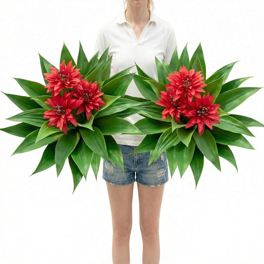 Artificial Agave Topiary Trees with Flowers with Spikes for Outdoor 28" , UV Resistant Faux Greenery Shrubs, Realistic Fake Bushes Plant for Garden Yard Front Porch Patio Indoor Decor