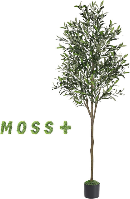 6ft Olive Tree Artificial Indoor, Fake Tree Potted Faux Olive Trees with Lifelike Fruits and Realistic Leaves, Artificial Plants Indoor Fake Plants for Modern Home Office Living Room Decor