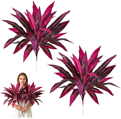 Large Realistic Artificial Boston Fern & Dragon's Blood Tree Artificial Turf UV Resistant Red Cordyline Ti Plants Red/Pink Vibrant Purple Leaves
