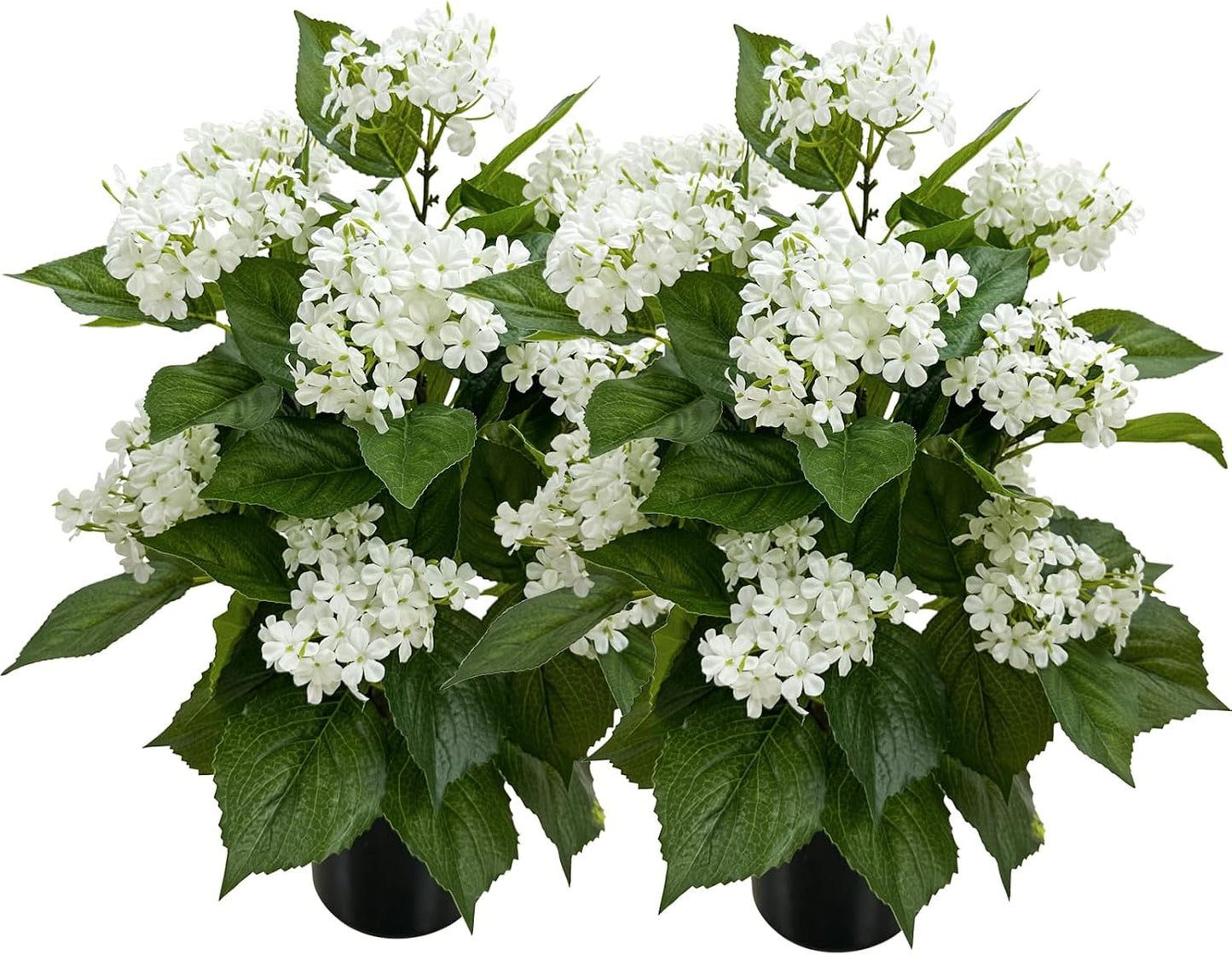 24 Inch Artificial White Hydrangea Potted Plant,Faux Silk Flower Bonsai Tree with Black Planter, Realistic Fake Flower for Tabletop, Shelf, Home Bedroom Office Porch Decor