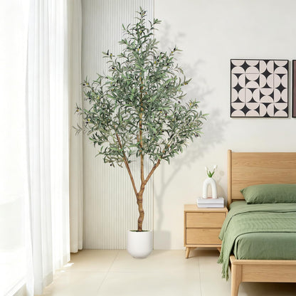 7FT Olive Trees Artificial Indoor - Realistic Artificial Olive Tree Indoor , Large Full Fake Plants with Lifelike Fruits and Leaves for Modern Home Office Living Room Decor