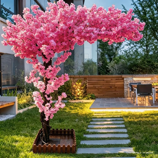 4FT Artificial Cherry Blossom Tree, Flower Trees Tall Artificial Plant, Faux Silk Plant in Pot for Home Room Porch Entryway Office Decorations Indoor Outdoor