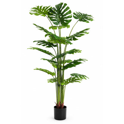 Artificial Monstera Deliciosa Plant 5.2ft, Lifelike Faux Swiss Cheese Floor Plant with 18 Leaves in Pot, Tall Fake Tropical Tree for Indoor Home Living Room Office Decor