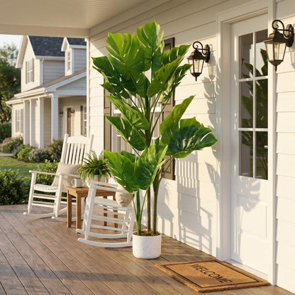 3.6ft Artificial Monstera Deliciosa Plant in Pot, Lush Faux Tropical Palm Tree with 16 Lifelike Leaves, Fake Floor Plant for Indoor Outdoor Home, Office, Porch Decor