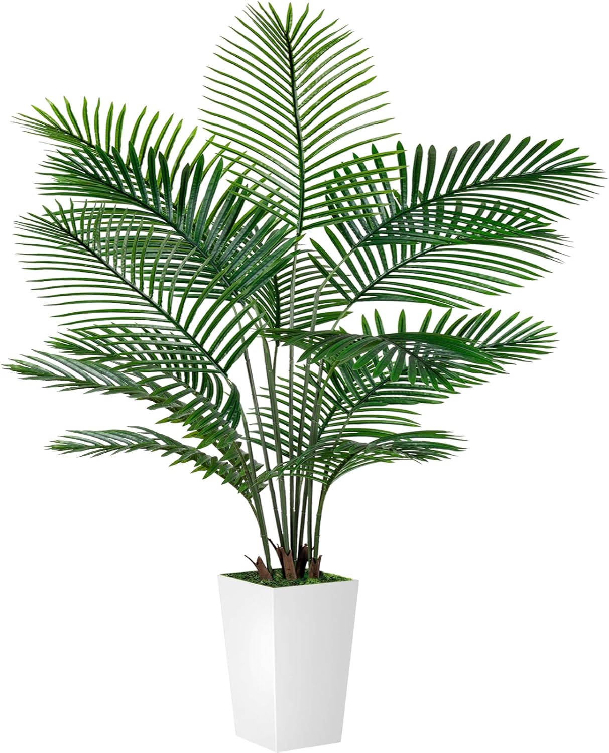 Palm Tree 6FT Artificial, 72in Tall Faux Palm Tree with 15.7 White Planter, Fake Potted Tree for Indoor & Outdoor Home Office Decor