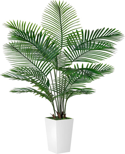 Palm Tree 6FT Artificial, 72in Tall Faux Palm Tree with 15.7 White Planter, Fake Potted Tree for Indoor & Outdoor Home Office Decor