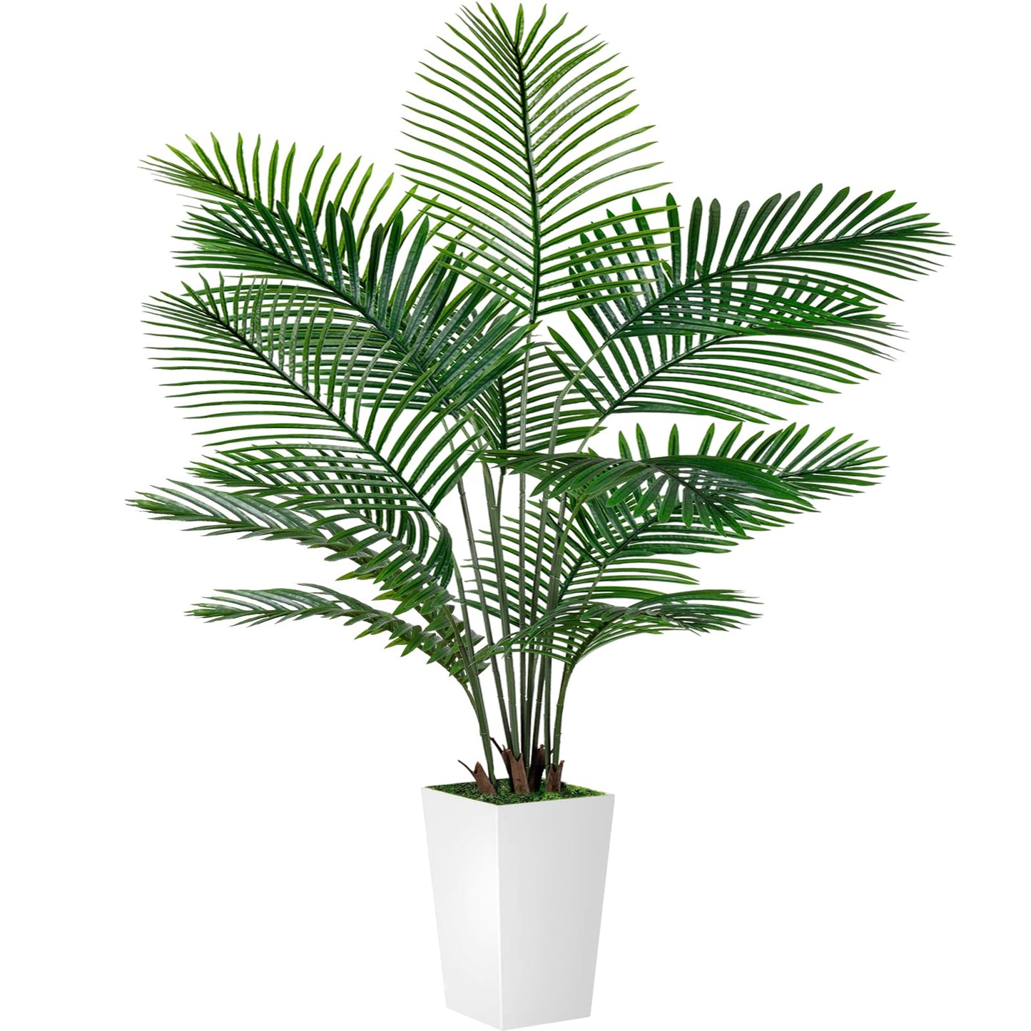 Palm Tree 6FT Artificial, 72in Tall Faux Palm Tree with 15.7 White Planter, Fake Potted Tree for Indoor & Outdoor Home Office Decor