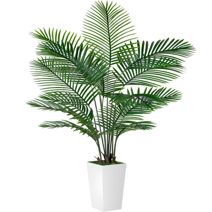 Palm Tree 6FT Artificial, 72in Tall Faux Palm Tree with 15.7 White Planter, Fake Potted Tree for Indoor & Outdoor Home Office Decor
