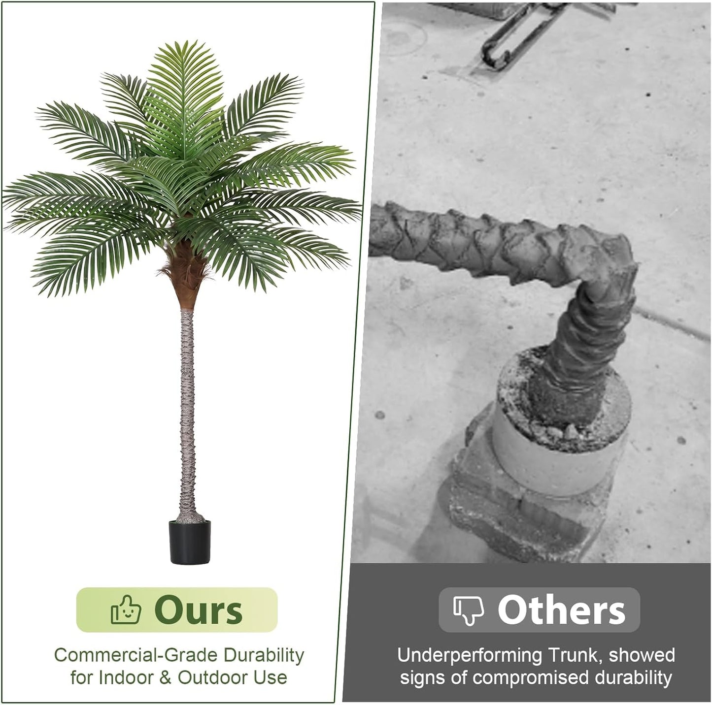 7FT Artificial Palm Tree , Golden Cane Faux Palm for Indoor Outdoor Use, Fake Palm Tree for Home Office Living Room Patio Yard Decor