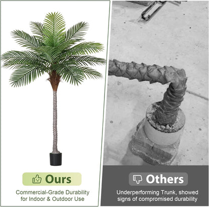 7FT Artificial Palm Tree , Golden Cane Faux Palm for Indoor Outdoor Use, Fake Palm Tree for Home Office Living Room Patio Yard Decor