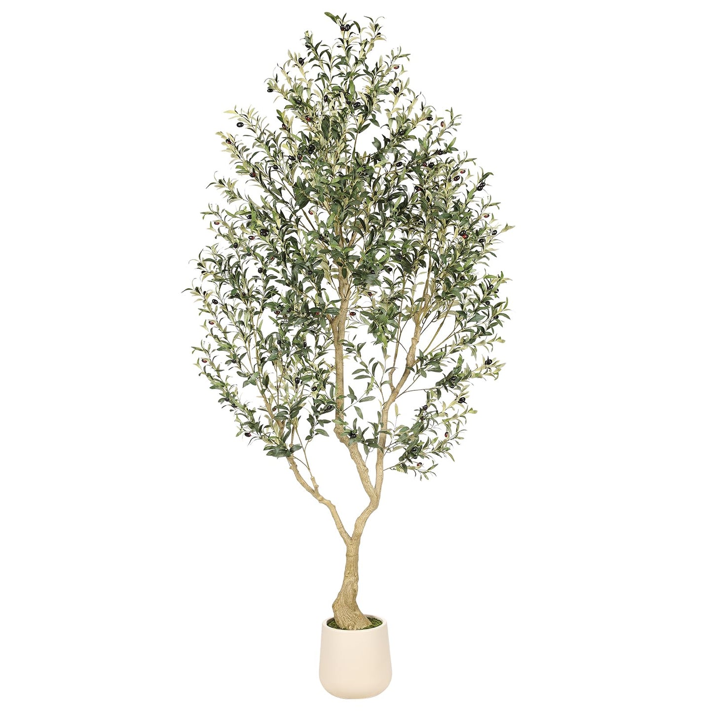 6ft Artificial Olive Tree with Tall Exquisite Planter - Realistic Faux Olive Tree with Thick Trunk and Lifelike Fruits - Large Fake Olive Tree for Home Office Decor