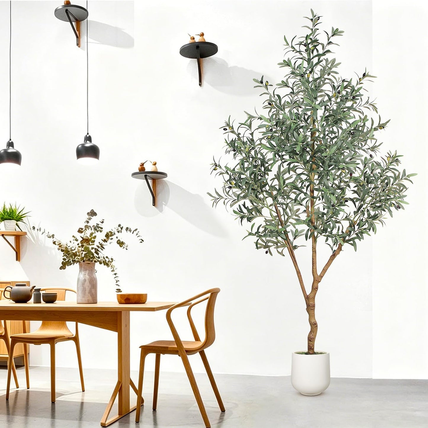 7FT Olive Trees Artificial Indoor - Realistic Artificial Olive Tree Indoor , Large Full Fake Plants with Lifelike Fruits and Leaves for Modern Home Office Living Room Decor
