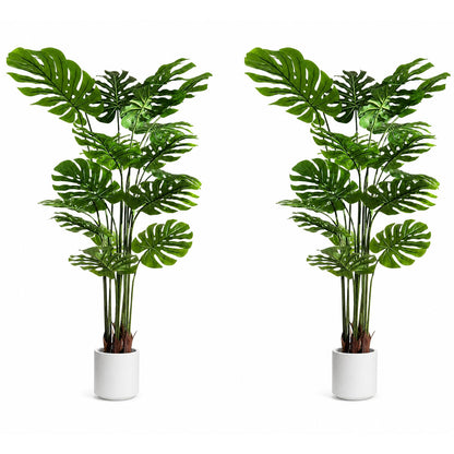 Artificial Monstera Deliciosa Plant 5.2ft, Lifelike Faux Swiss Cheese Floor Plant with 18 Leaves in Pot, Tall Fake Tropical Tree for Indoor Home Living Room Office Decor