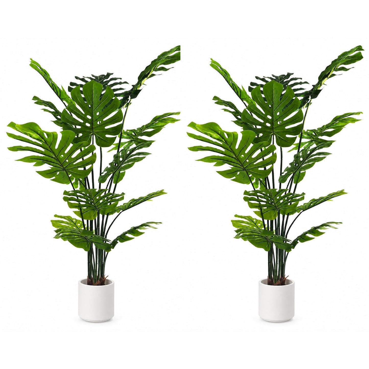 Artificial Monstera Deliciosa Plant 5.2ft, Lifelike Faux Swiss Cheese Floor Plant with 18 Leaves in Pot, Tall Fake Tropical Tree for Indoor Home Living Room Office Decor