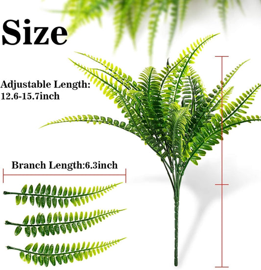 10 Pcs Fake Fern - Artificial Ferns for Outdoors - Faux Ferns for Outdoor Planter Large Outdoor Patio Decor Boston Fern Artificial Plants Faux Greenery Porch Decor