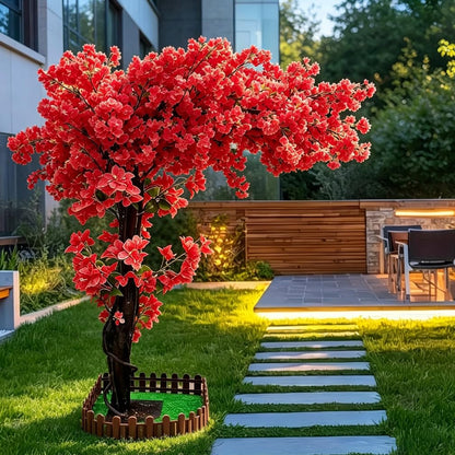 4FT Artificial Cherry Blossom Tree, Flower Trees Tall Artificial Plant, Faux Silk Plant in Pot for Home Room Porch Entryway Office Decorations Indoor Outdoor