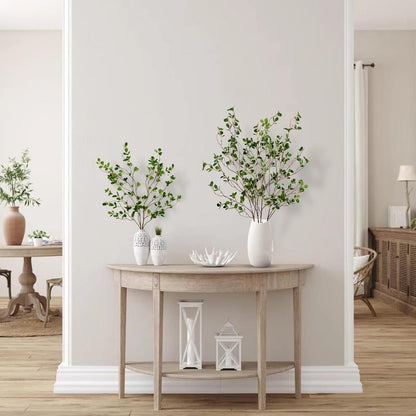 43’’ 4Pcs Artificial Ficus Branches Faux Leaf Spray Green Eucalyptus Branches Artificial Greenery Stems Fake Ficus Twig Plants for Home Office Wedding Vase Filler Shop Decoration