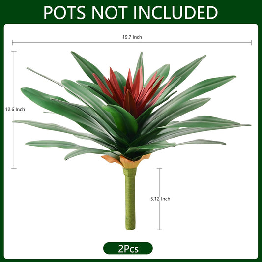 Fake Plants,21.7 Inch Bromeliads Large Artificial Plants Outdoor Faux Plants UV Resistant Realistic Tropical Greenery Outside for Planter Porch Patio Yard Garden Indoor